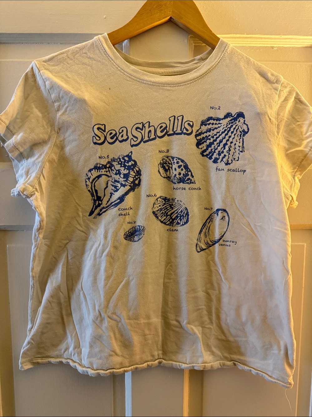 Universal Thread Sea Shells Graphic Tee - Cream with Navy Print